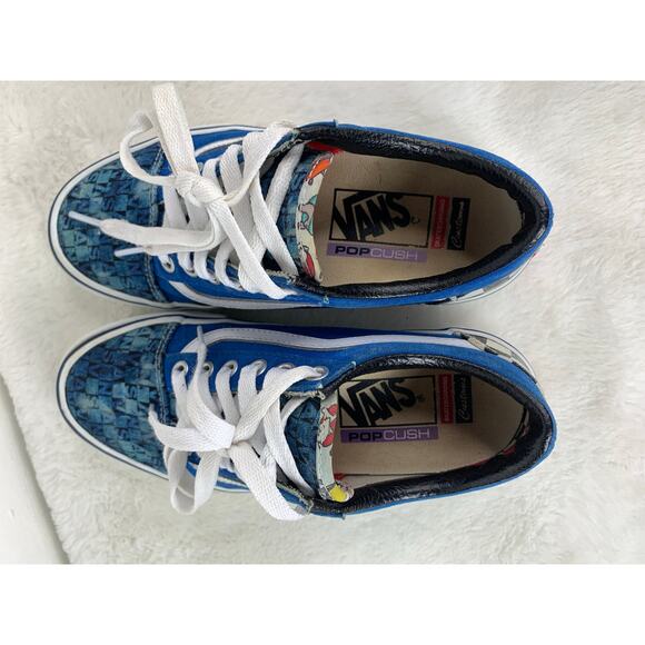 Vans PopCush Old Skool Blue Checkered Canvas Men’s Size 4.5 Skate Shoes - Picture 9 of 10